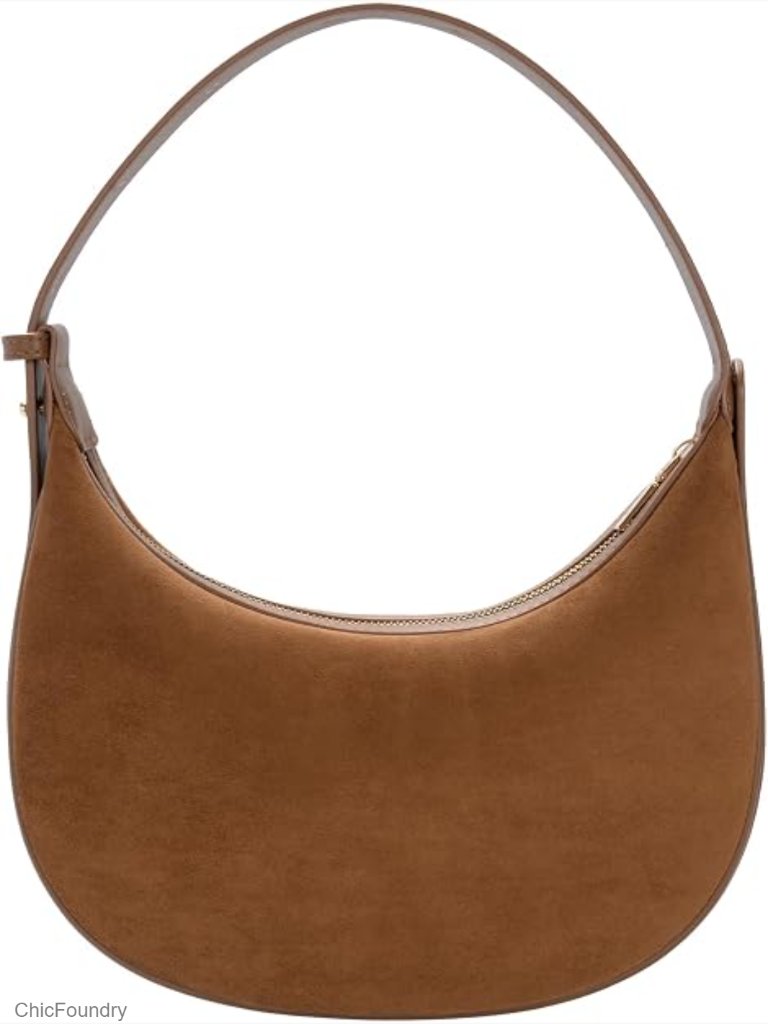 Suede Crescent Hobo Crossbody Bag With Adjustable Strap